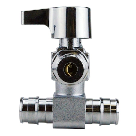 Apollo 1/2 in. Chrome-Plated Brass PEX-A Barb x 1/4 in. Compression Quarter-Turn Icemaker Tee Valve EPXIMT1214